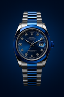 Silver & Blue Date Watch with Stainless Steel